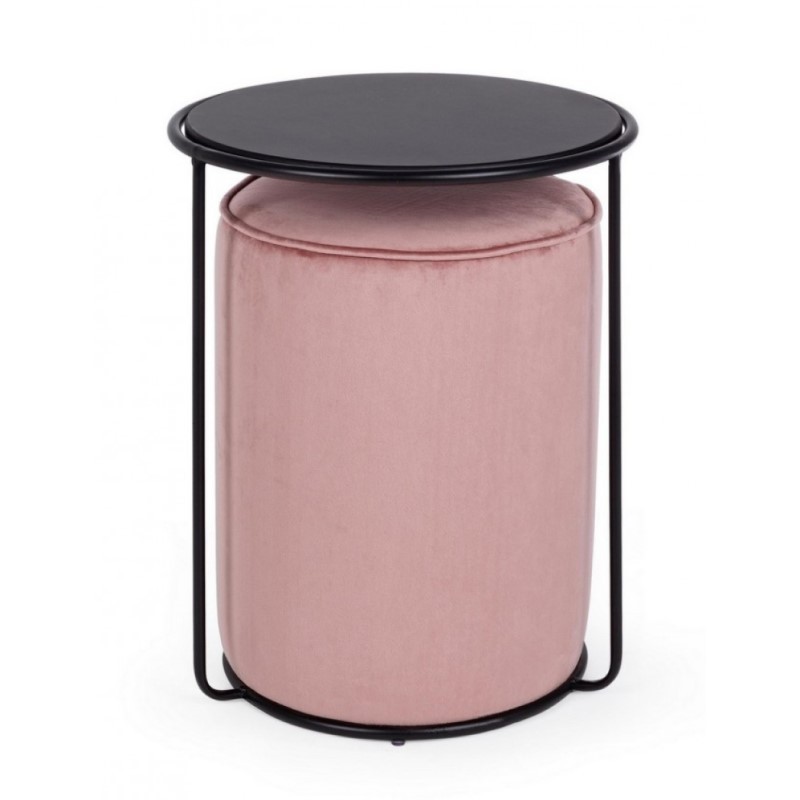Set combinato moderno tavolino-pouf Annika rosa antico