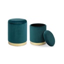 Set da 2 Pouf in velluto con contenitore Blu POLINA