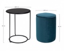 Set pouf tondo con tavolino blu