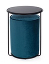 Set pouf tondo con tavolino blu