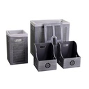 Set rachele composto da 2 ceste e 2 portatutto in legno grigio di capienze diverse