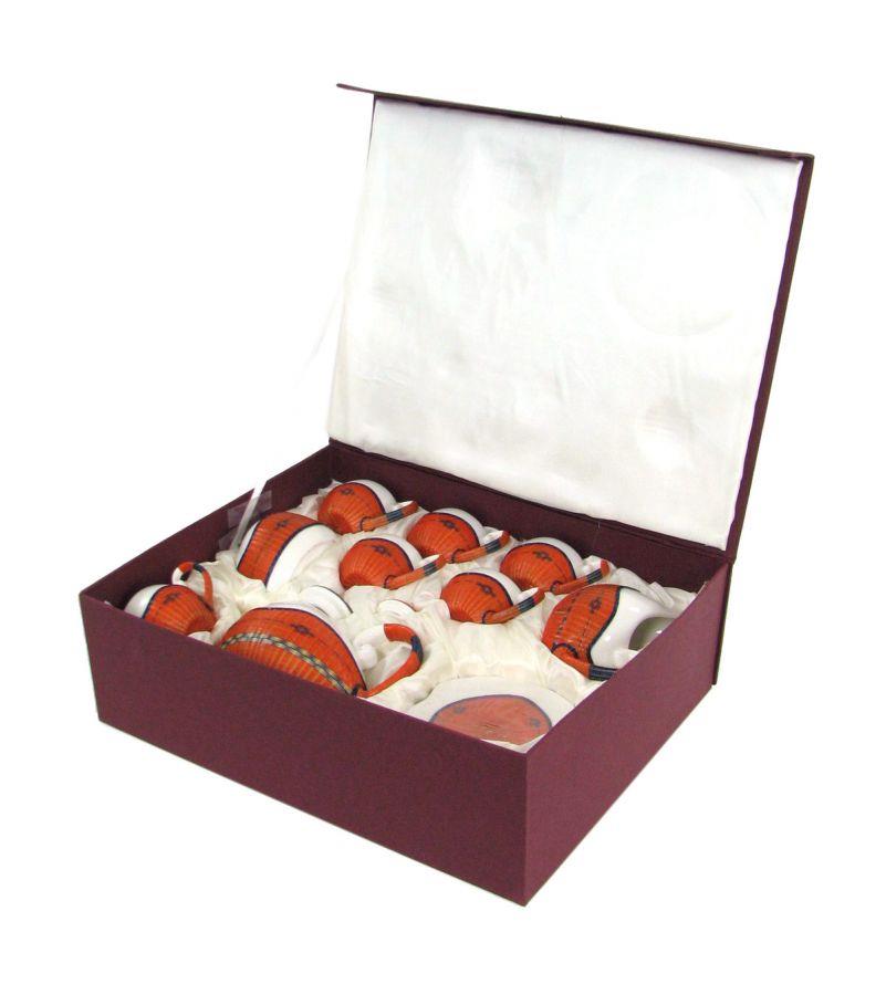 Set tazza the con teiera e lattiera 9 pezzi bambù arancione  e ceramica