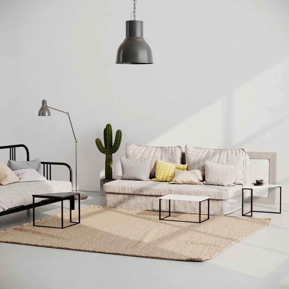 Set tre tavolini sovrapponibili OhLady bianco e antracite con gambe nere