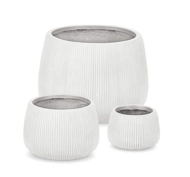 Set3 P.Vaso Ribbed Bomb Bianco Alto