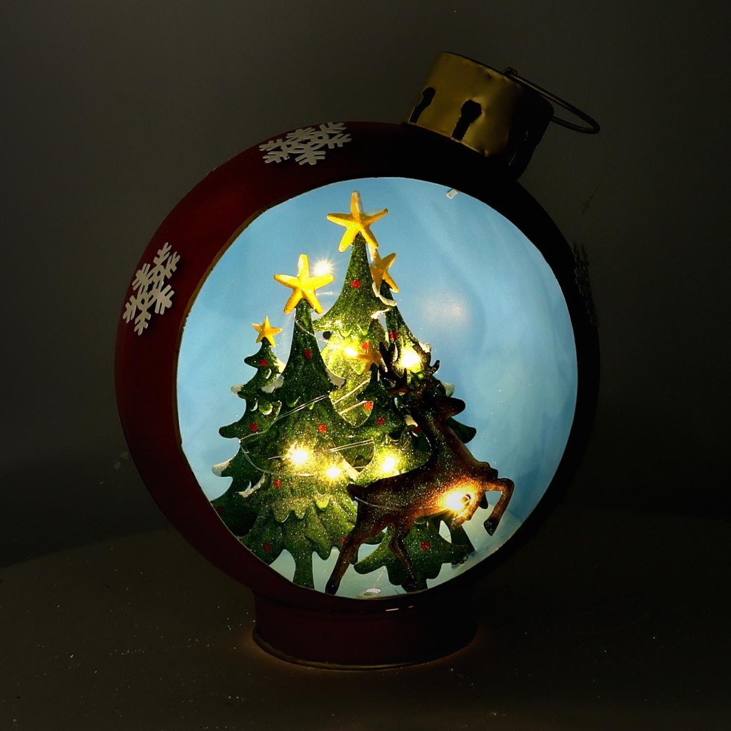 Reindeer metal sphere with red led cm25x30h40