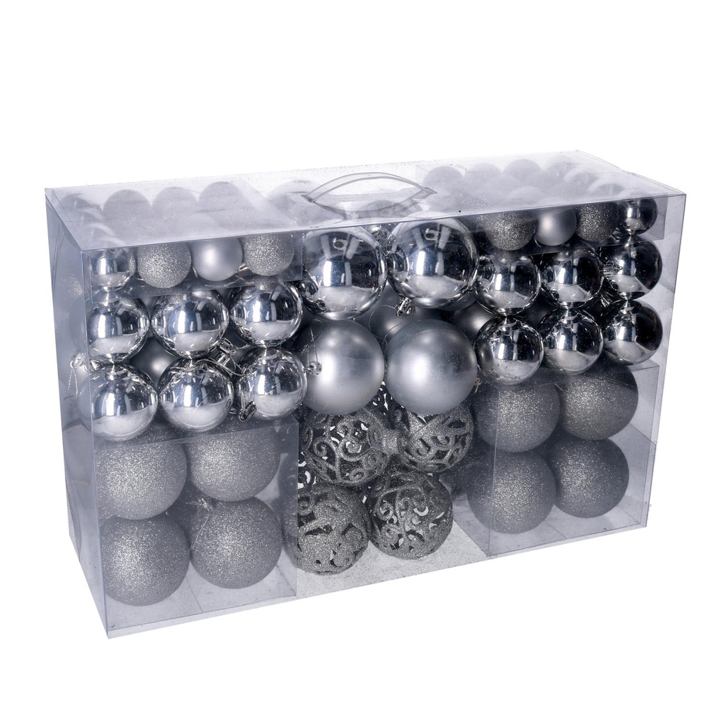 Silver plastic sphere pack of 100 pieces cmø4,6,8