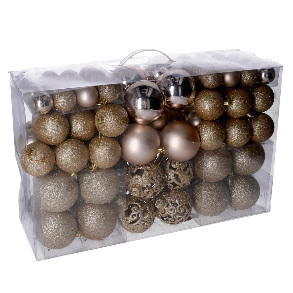 Plastic ball pack of 100 champagne pieces cmø4,6,8