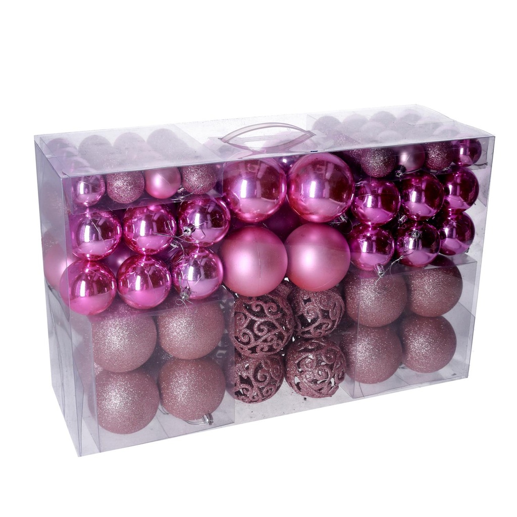 Pink plastic sphere pack of 100 pieces cmø4,6,8