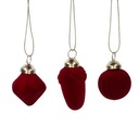 Glass sphere pack of 8 assorted shapes burgundy velvet cm17x11h4,5