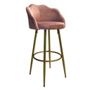 Sgabello Orel in velluto rosa con gambe dorate opache Design elegante e confortevole