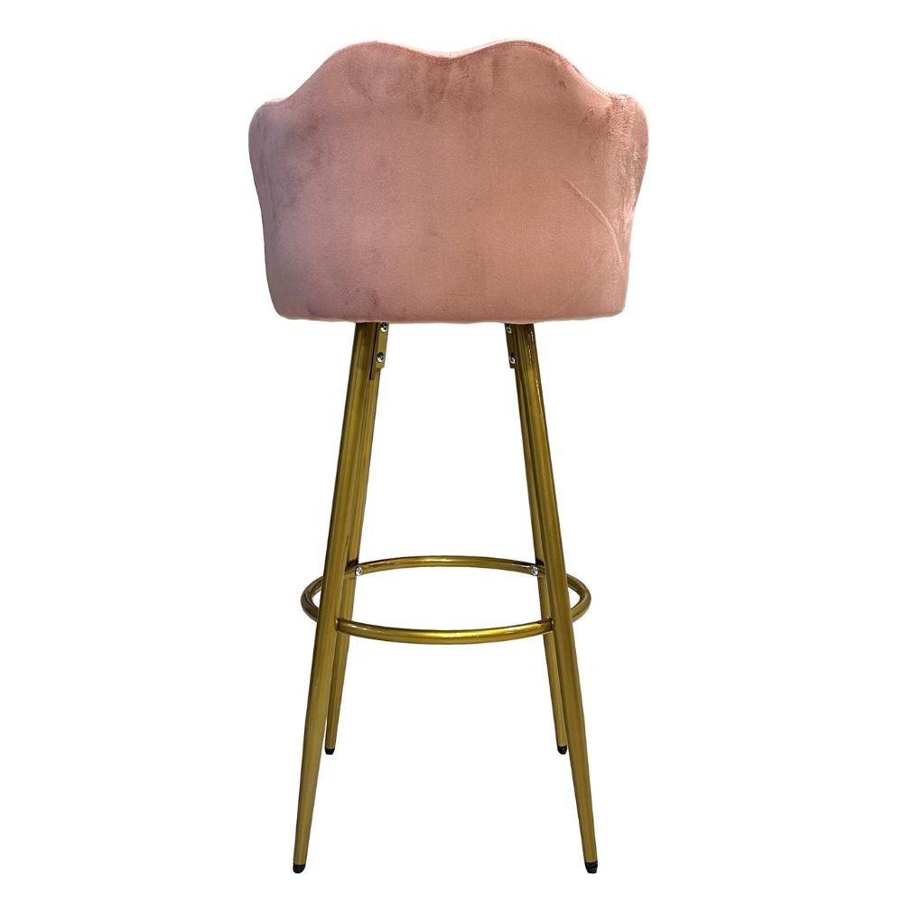Sgabello Orel in velluto rosa con gambe dorate opache Design elegante e confortevole