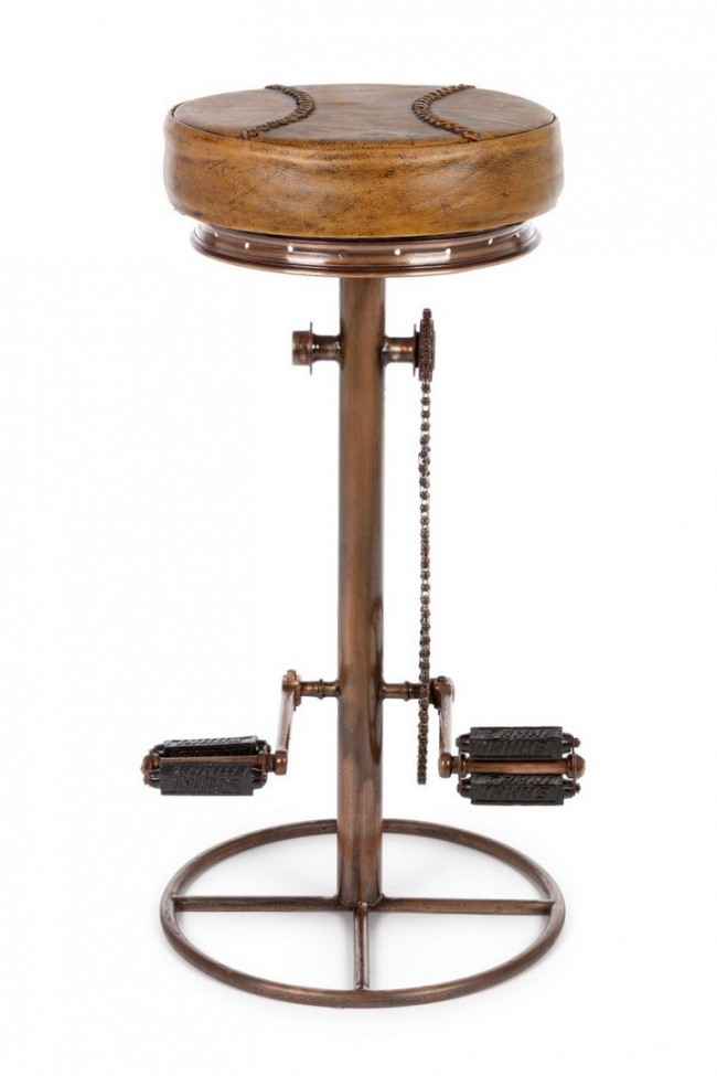 Sgabello bar cycle rame in pelle stile design