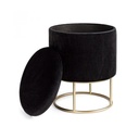 Sgabello con struttura metallo oro contenitore nero