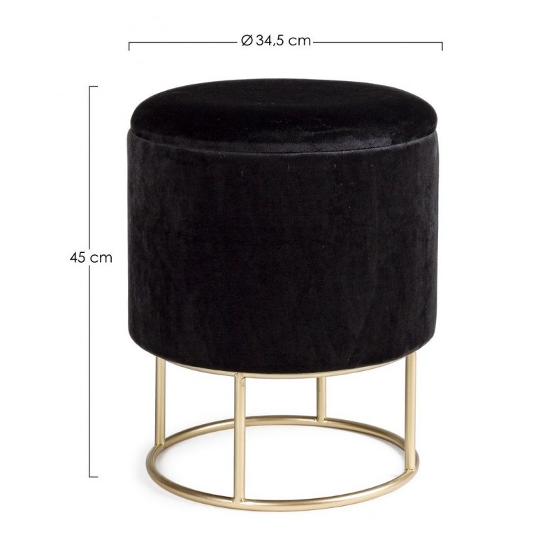 Sgabello con struttura metallo oro contenitore nero