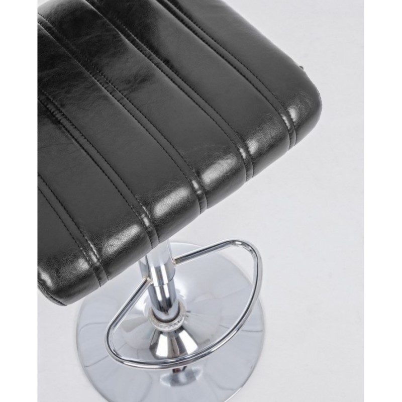 Sgabello da bar in similpelle Nero BARCLAY 46x51,5x h88,5/109,5 cm