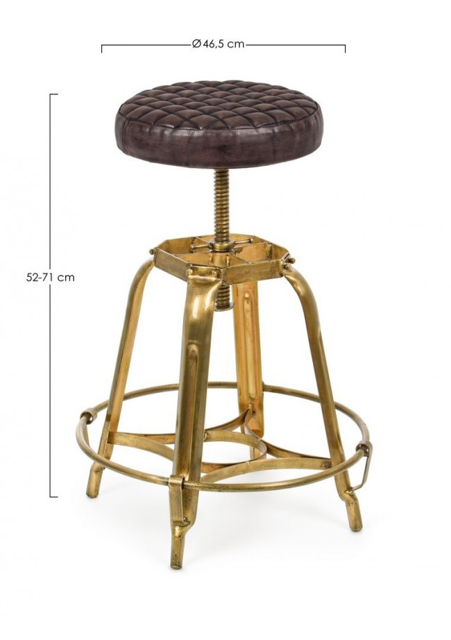 Sgabello in pelle vintage Mendez 71h cm