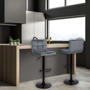 Sgabello regolabile Mosva grigio con gambe nere opache Seduta in velluto, regolabile