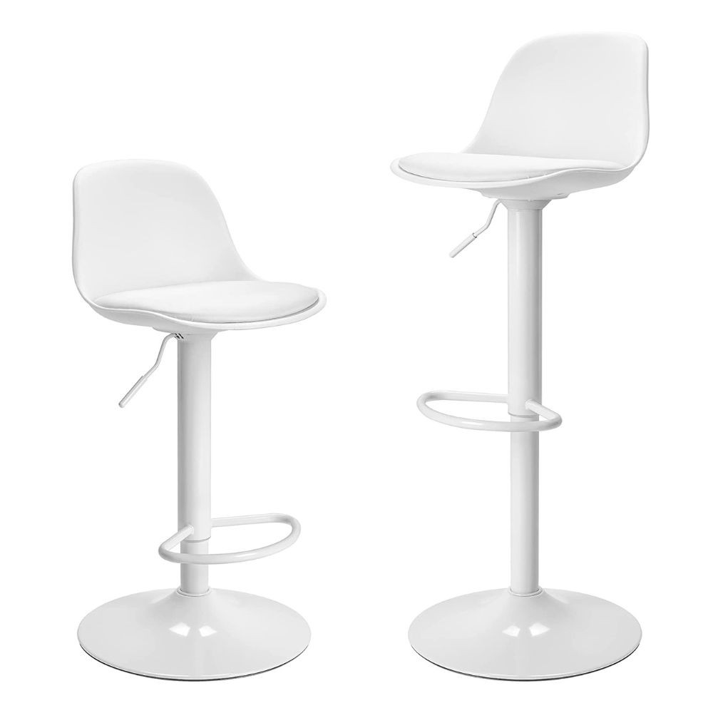 Sgabello regolabile completamente bianco 36x40x85 cm