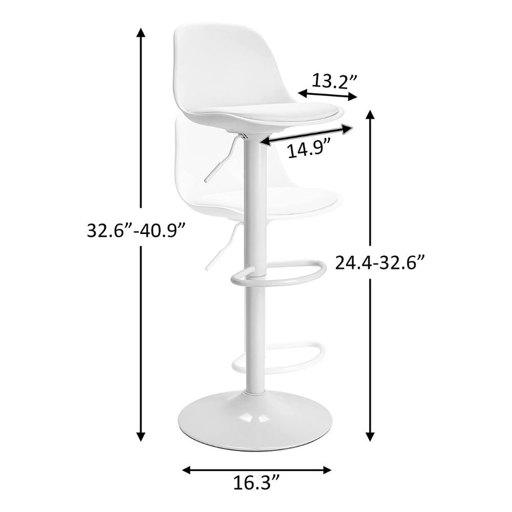 Sgabello regolabile completamente bianco 36x40x85 cm
