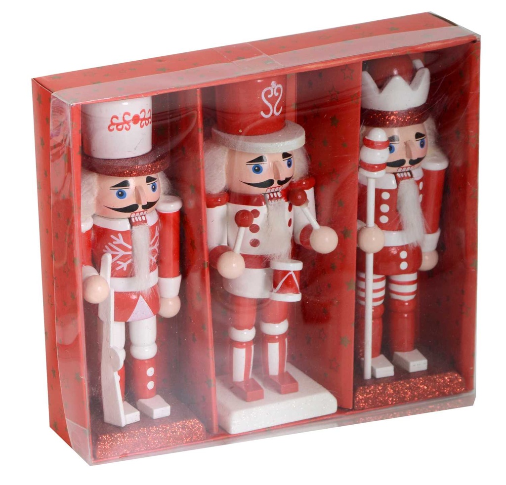 Red wooden soldier 3pcs pack 18x16h4,5 cm