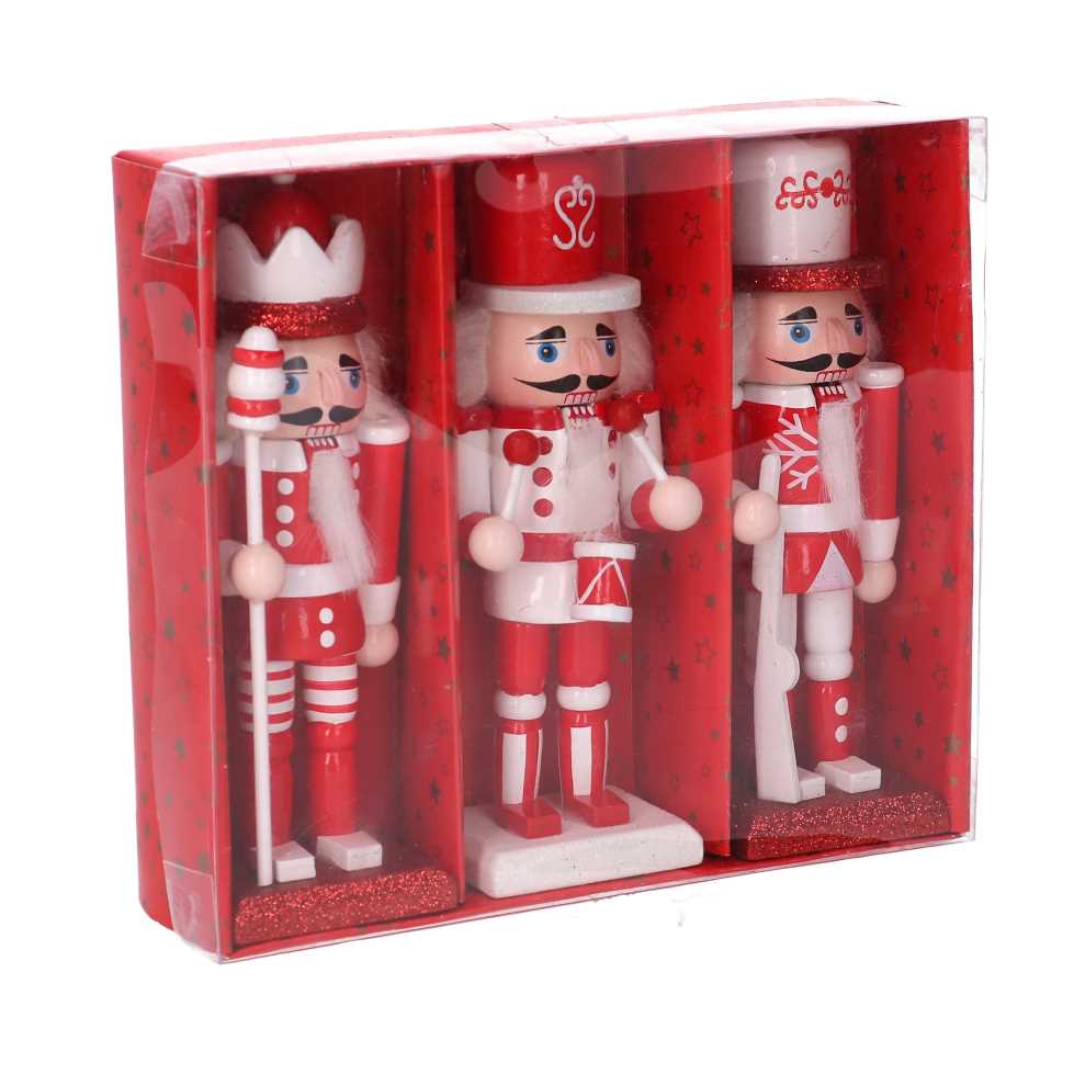 Red wooden soldier 3pcs pack 18x16h4,5 cm