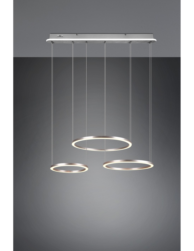 Sospensione 3 Anelli Led Dimmer Nichel Dimmer Morrison Trio Lighting