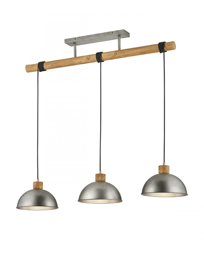 Sospensione 3 Cupole Metallo Nichel Anticato Delhi Trio Lighting
