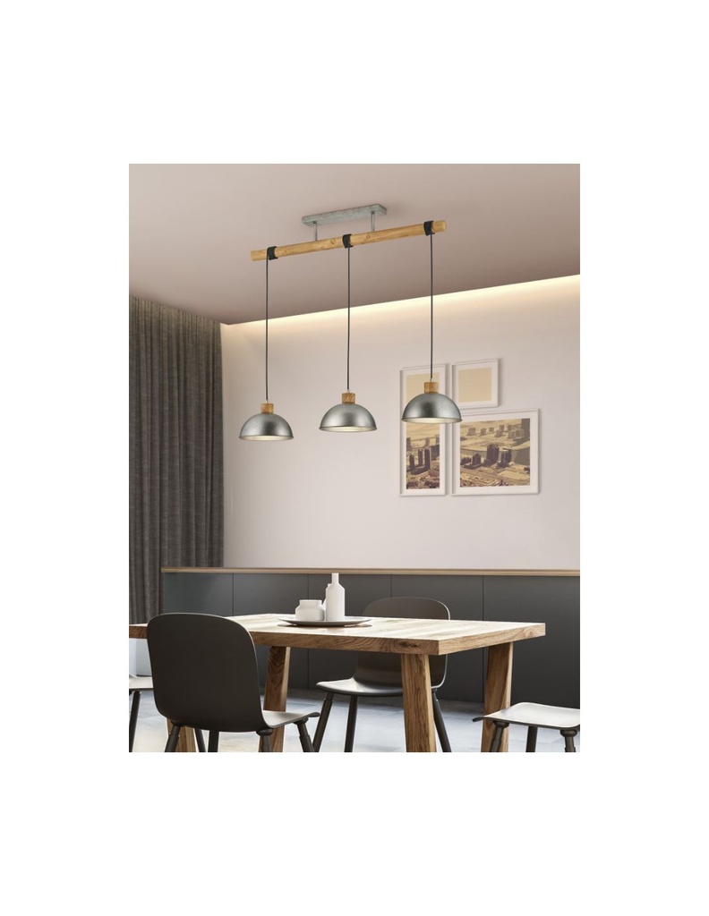 Sospensione 3 Cupole Metallo Nichel Anticato Delhi Trio Lighting