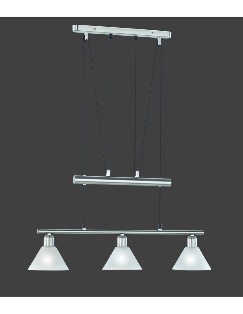 Sospensione 3 Luci Saliscendi Stamina Nichel L66 cm Trio Lighting