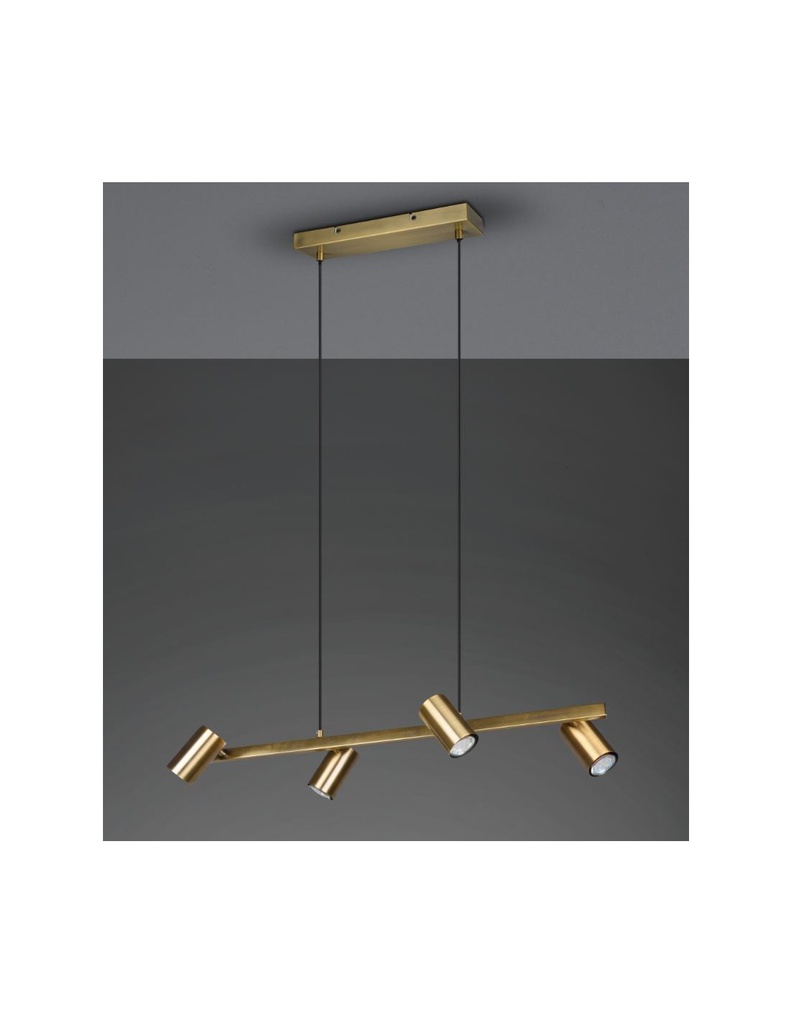 Sospensione 4 Faretti GU10 Orientabili Marley Ottone Invecchiato Trio Lighting