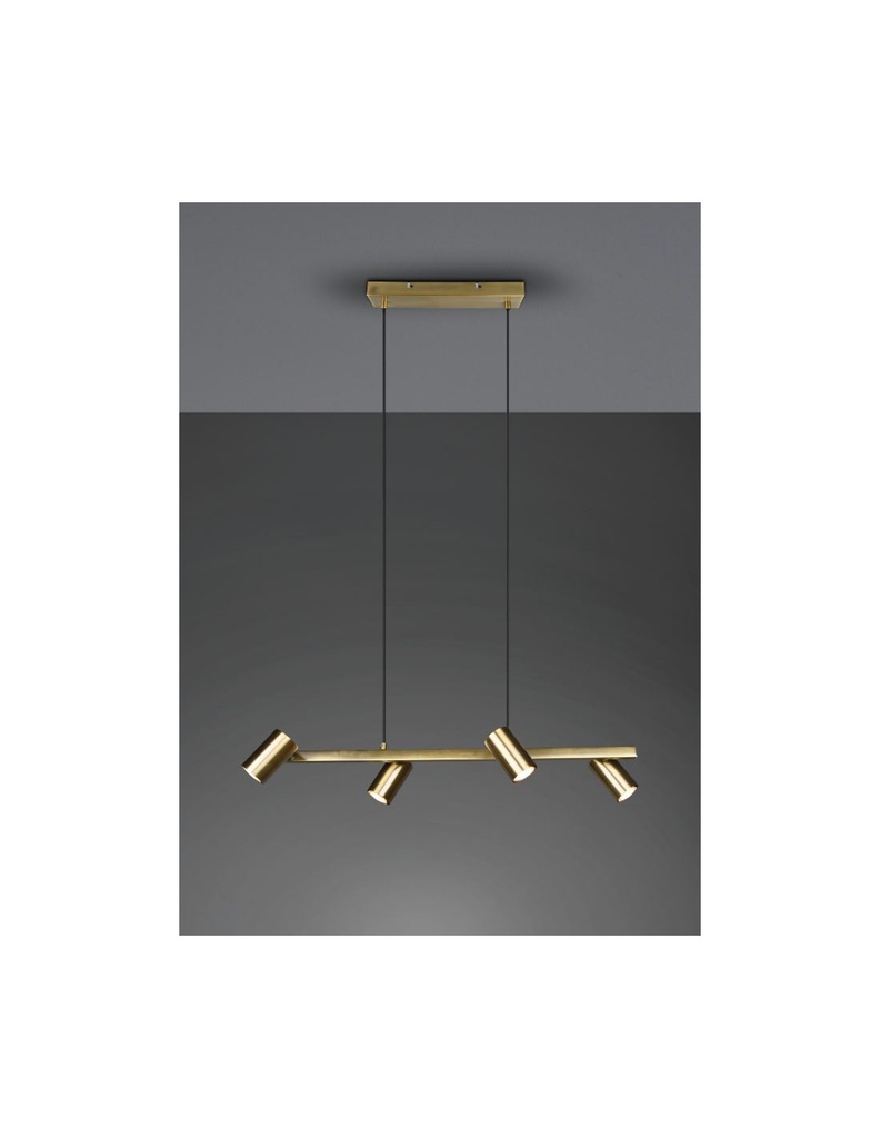 Sospensione 4 Faretti GU10 Orientabili Marley Ottone Invecchiato Trio Lighting