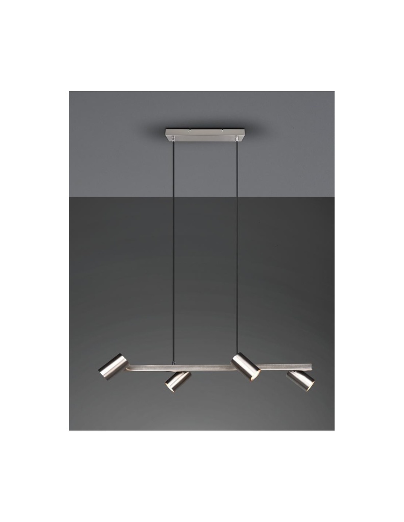 Sospensione 4 Faretti Spot GU10 Orientabili Marley Nichel Trio Lighting