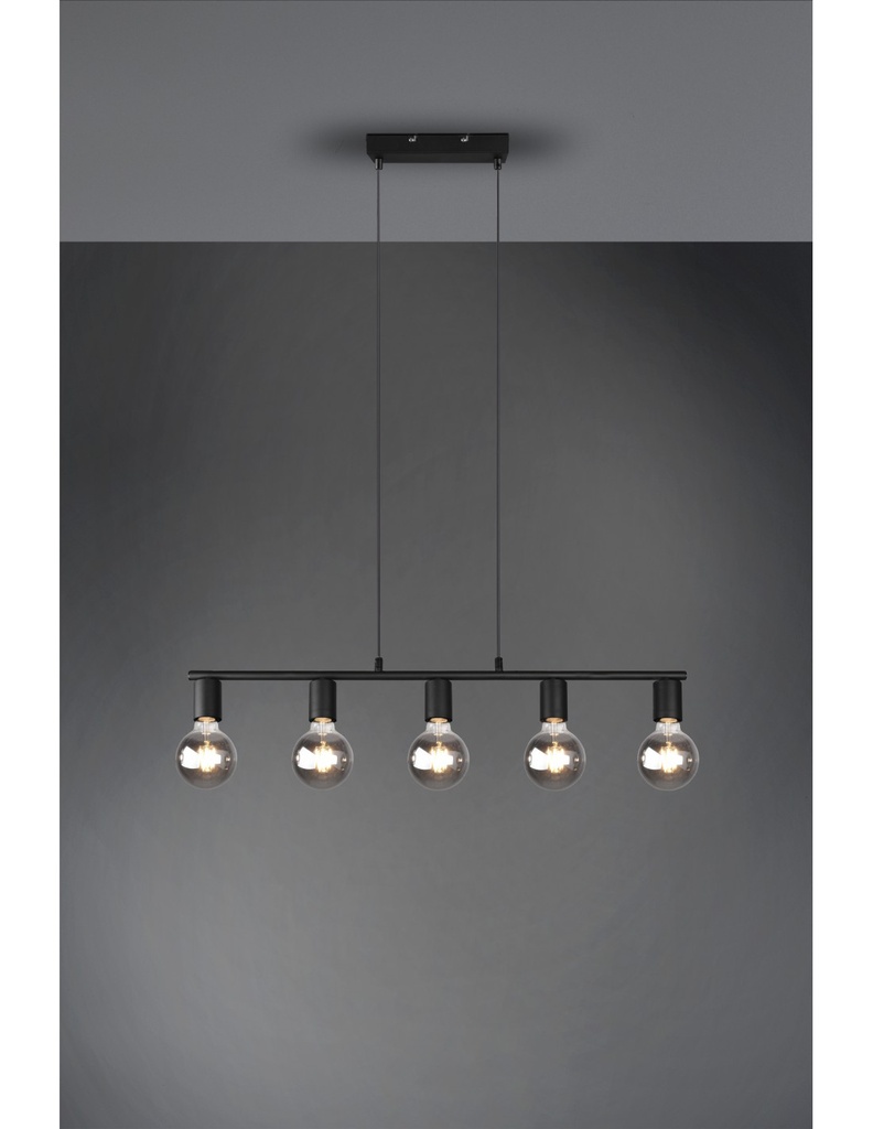 Sospensione 5xE27 Vannes Nero L82 cm Trio Lighting