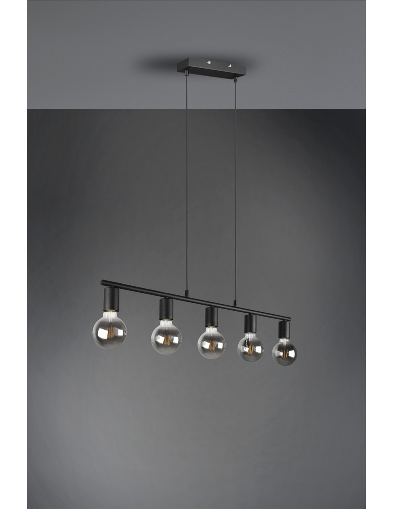 Sospensione 5xE27 Vannes Nero L82 cm Trio Lighting