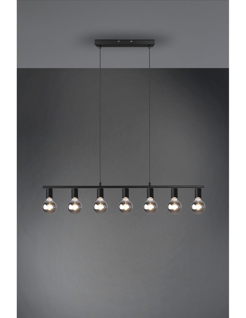 Sospensione 7xE27 Vannes Nero L110 cm Trio Lighting