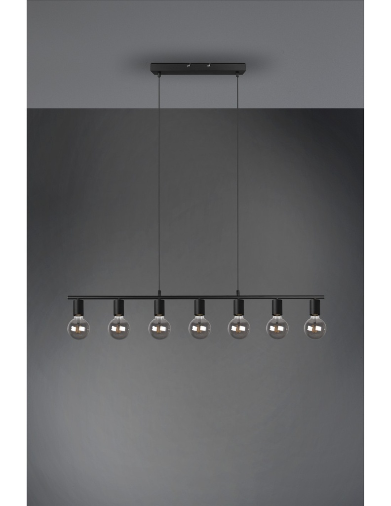 Sospensione 7xE27 Vannes Nero L110 cm Trio Lighting