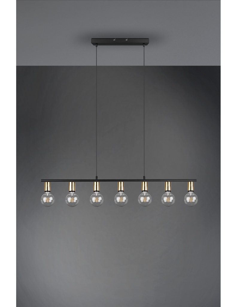 Sospensione 7xE27 Vannes Ottone L110 cm Trio Lighting
