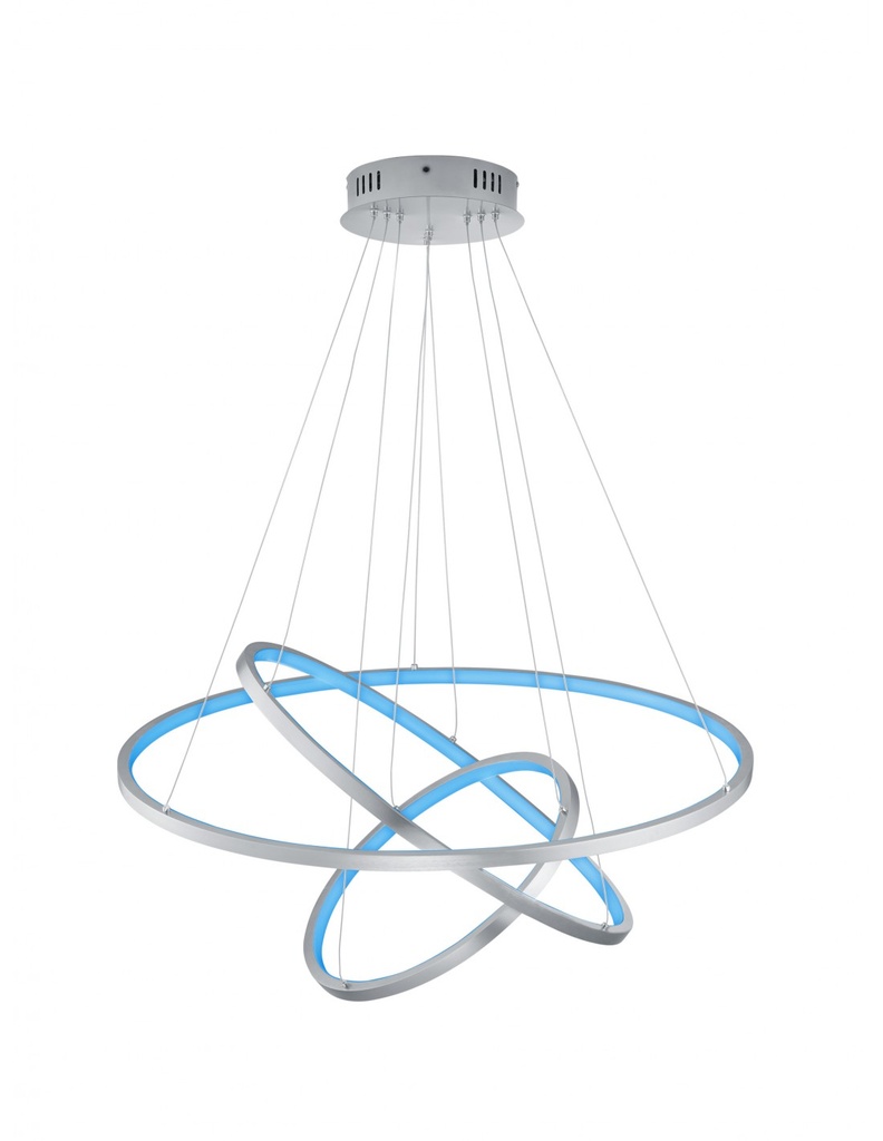 Sospensione Anelli Led 80w RGB Dimmerabile Aaron Nichel Trio Lighting