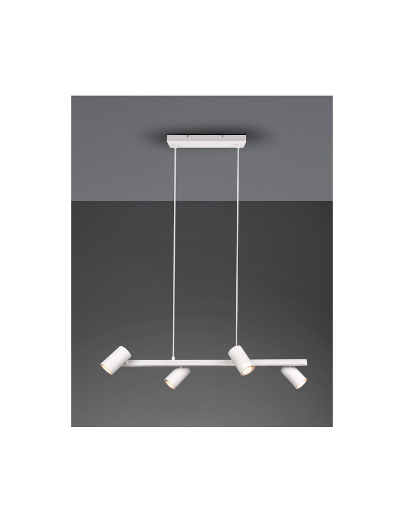 Sospensione Bianca 4 Faretti Spot GU10 Orientabili Marley Trio Lighting