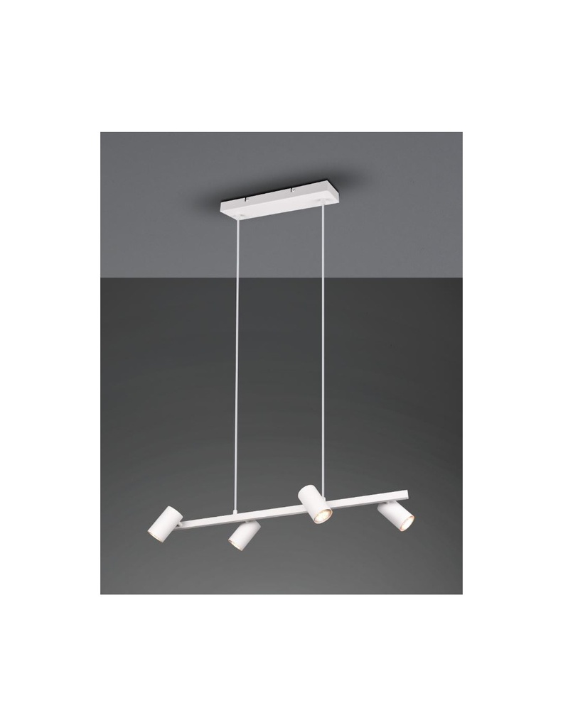 Sospensione Bianca 4 Faretti Spot GU10 Orientabili Marley Trio Lighting