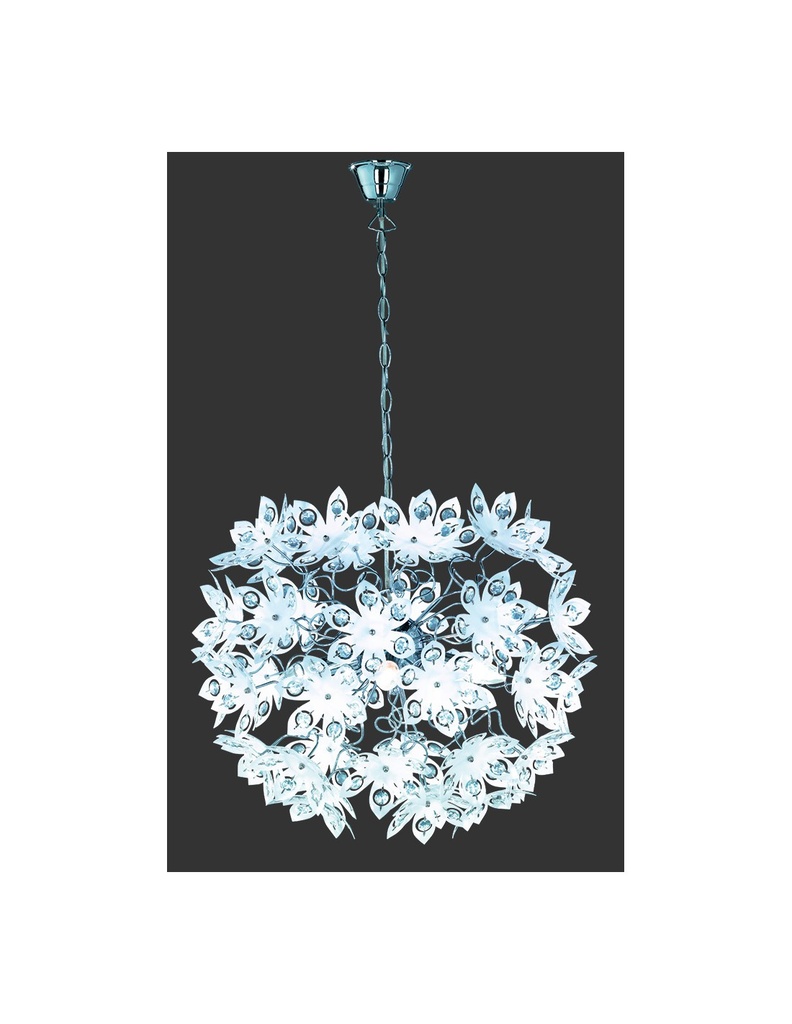 Sospensione Blowball 5 Luci Cromo Fiori Bianchi Ø50 cm Trio Lighting