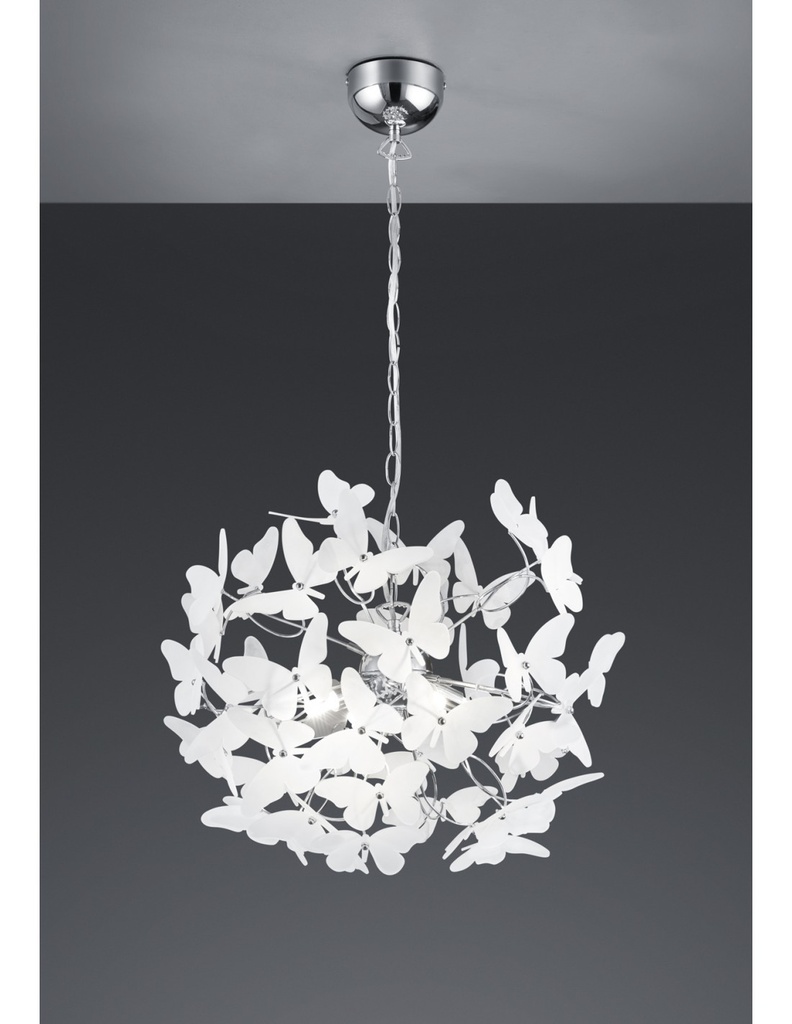 Sospensione Butterfly 4xG9 Cromo Farfalle Multicolor Ø50 cm Trio Lighting