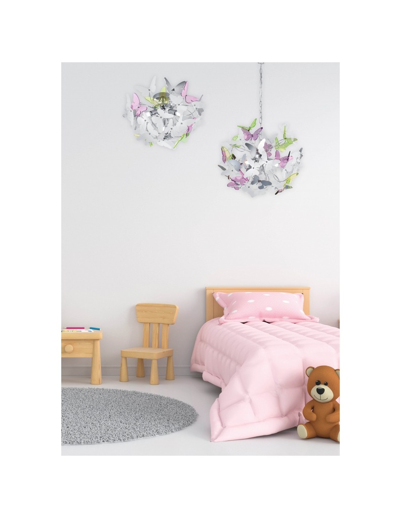 Sospensione Butterfly 4xG9 Cromo Farfalle Multicolor Ø50 cm Trio Lighting