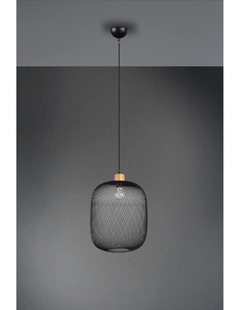 Sospensione Calimero 1xE27 Rete Metallo Nero Ø33 cm Trio Lighting