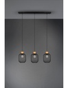 Sospensione Calimero 3xE27 Rete Metallo Nero L80 cm Trio Lighting