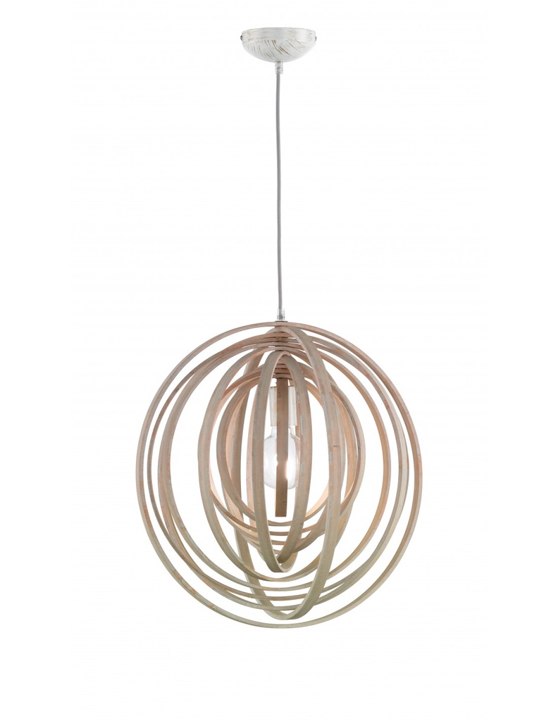 Sospensione Cerchi Rotanti Boolan Legno Chiaro Trio Lighting