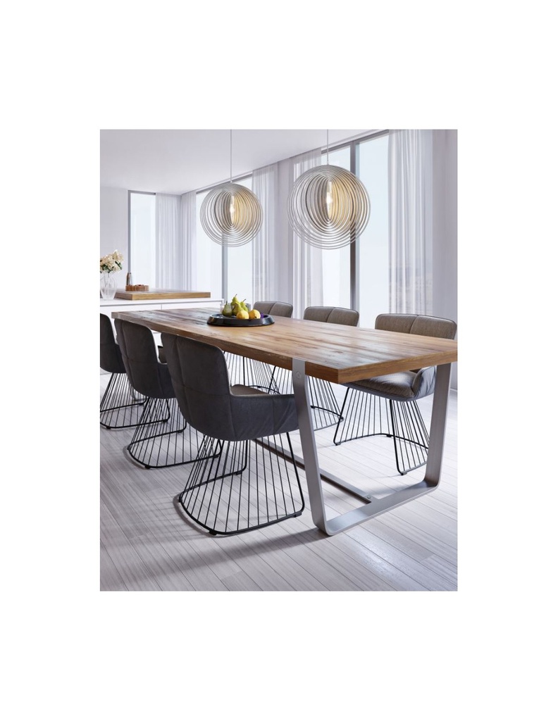 Sospensione Cerchi Rotanti Boolan Legno Chiaro Trio Lighting