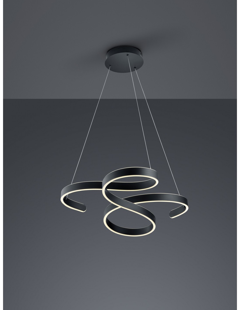 Sospensione Francis Vortici Antracite Led 52w Dimmerabile Trio Lighting