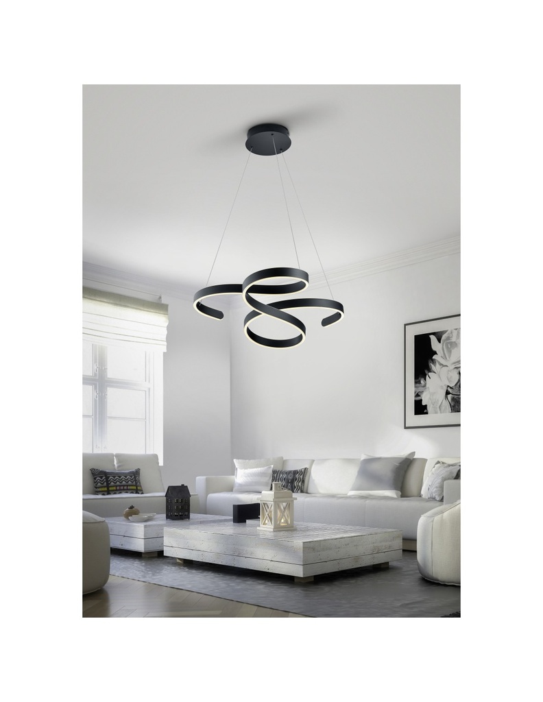 Sospensione Francis Vortici Antracite Led 52w Dimmerabile Trio Lighting
