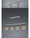 Sospensione Garda Nichel 4 Paralumi Tessuto Grigio L77 cm Trio Lighting